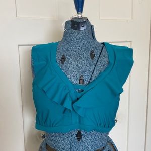 Terra and sky teal 14w bathing suit top